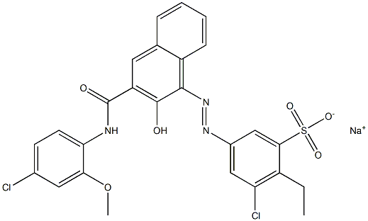 3-Chloro-2-ethyl-5-[[3-[[(4-chloro-2-methoxyphenyl)amino]carbonyl]-2-hydroxy-1-naphtyl]azo]benzenesulfonic acid sodium salt Struktur