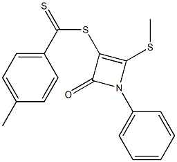 4-Methylthio-1-phenyl-3-(4-methyl(thiobenzoyl)thio)-1,2-dihydroazet-2-one Struktur