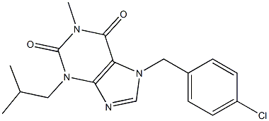 1-Methyl-3-isobutyl-7-(4-chlorobenzyl)xanthine Struktur