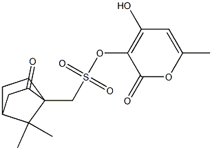 (7,7-Dimethyl-2-oxobicyclo[2.2.1]heptan-1-yl)methanesulfonic acid 4-hydroxy-6-methyl-2-oxo-2H-pyran-3-yl ester Struktur