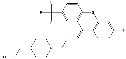 1-[3-[(Z)-6-Fluoro-2-(trifluoromethyl)-9H-thioxanthen-9-ylidene]propyl]-4-piperidineethanol Struktur