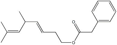 Phenylacetic acid 5,7-dimethyl-3,6-octadienyl ester Struktur