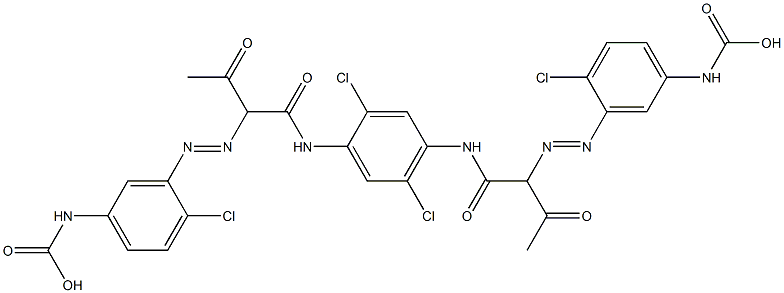 N,N'-(2,5-Dichloro-p-phenylene)bis[2-[(2-chloro-5-carboxyaminophenyl)azo]acetoacetamide] Struktur