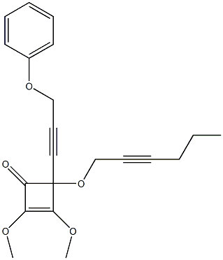 1,2-Dimethoxy-4-(3-phenoxy-1-propynyl)-4-(2-hexynyloxy)-1-cyclobuten-3-one Struktur