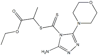 3-Amino-5-morpholino-4H-1,2,4-triazole-4-dithiocarboxylic acid 1-ethoxycarbonylethyl ester Struktur