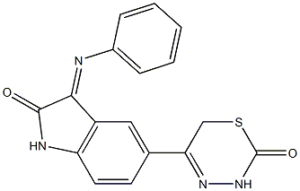 5-[(2-Oxo-3,6-dihydro-2H-1,3,4-thiadiazin)-5-yl]-1,3-dihydro-3-(phenylimino)-2H-indol-2-one Struktur