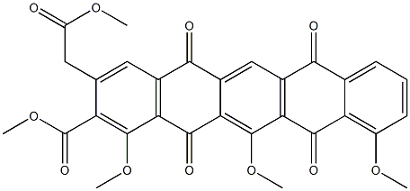 2-(Methoxycarbonyl)-3-[(methoxycarbonyl)methyl]-1,11,13-trimethoxy-5,7,12,14-pentacenetetrone Struktur