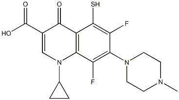 1-Cyclopropyl-6,8-difluoro-1,4-dihydro-5-mercapto-7-(4-methyl-1-piperazinyl)-4-oxoquinoline-3-carboxylic acid Struktur