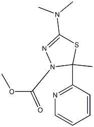 2-Methyl-2-(2-pyridinyl)-5-dimethylamino-2,3-dihydro-1,3,4-thiadiazole-3-carboxylic acid methyl ester Struktur