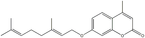 4-Methyl-7-[[(2E)-3,7-dimethyl-2,6-octadienyl]oxy]-2H-1-benzopyran-2-one Struktur