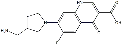 6-Fluoro-1,4-dihydro-4-oxo-7-(3-aminomethyl-1-pyrrolidinyl)quinoline-3-carboxylic acid Struktur