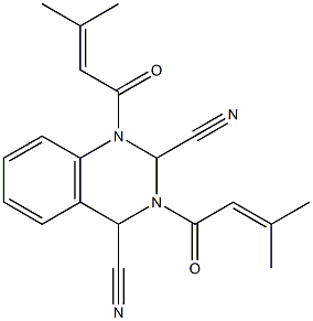 1,3-Di(3-methyl-2-butenoyl)-1,2,3,4-tetrahydroquinazoline-2,4-dicarbonitrile Struktur