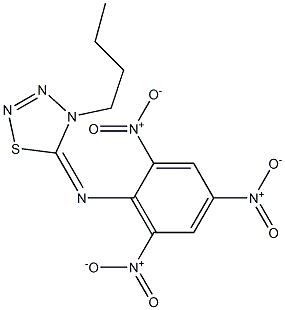 4-Butyl-4,5-dihydro-5-(2,4,6-trinitrophenylimino)-1,2,3,4-thiatriazole Struktur