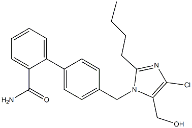 4'-[(2-Butyl-4-chloro-5-hydroxymethyl-1H-imidazol-1-yl)methyl]-1,1'-biphenyl-2-carboxamide Struktur