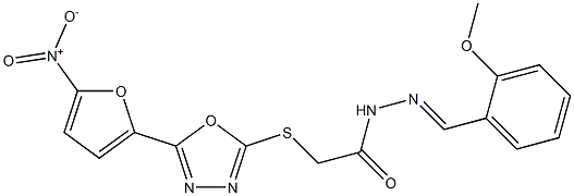 N2-(2-Methoxybenzylidene)-2-[5-(5-nitro-2-furyl)-1,3,4-oxadiazol-2-ylthio]acetohydrazide Struktur