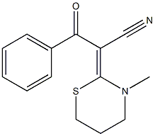 2-[Benzoyl(cyano)methylene]-3-methyl-3,4,5,6-tetrahydro-2H-1,3-thiazine Struktur