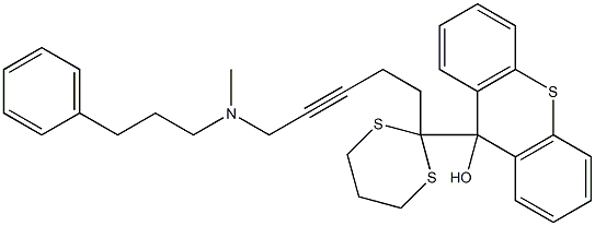 9-[2-[5-[N-Methyl-N-(3-phenylpropyl)amino]-3-pentynyl]-1,3-dithian-2-yl]-9H-thioxanthen-9-ol Struktur