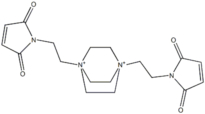 1,4-Bis[2-(2,5-dioxo-3-pyrrolin-1-yl)ethyl]-1,4-diazoniabicyclo[2.2.2]octane Struktur