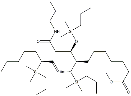 (5Z,8R,9R,10E,12S)-8-[(1R)-1-(Dimethylpropylsilyloxy)-2-(N-propylcarbamoyl)ethyl]-9,12-bis(dimethylpropylsilyl)-5,10-heptadecadienoic acid methyl ester Struktur