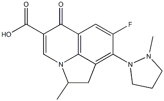 2-Methyl-7-fluoro-8-(2-methylpyrazolidin-1-yl)-1,2-dihydro-5-oxo-5H-2a-azaacenaphthylene-4-carboxylic acid Struktur