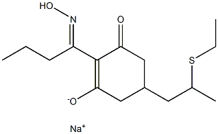 Sodium 5-(2-ethylthiopropyl)-2-[1-(hydroxyimino)butyl]-3-oxo-1-cyclohexene-1-olate Struktur