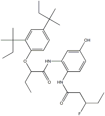 4-(3-Fluoropentanoylamino)-5-[2-(2,4-di-tert-amylphenoxy)butyrylamino]phenol Struktur