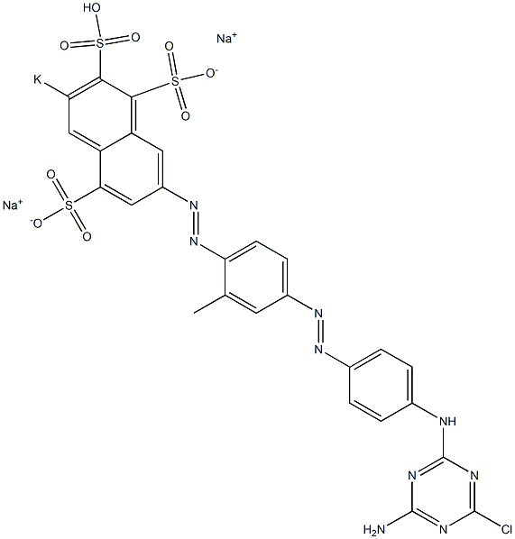 7-[4-[4-(4-Amino-6-chloro-1,3,5-triazin-2-ylamino)phenylazo]-2-methylphenylazo]-3-potassiosulfo-1,5-naphthalenedisulfonic acid disodium salt Struktur