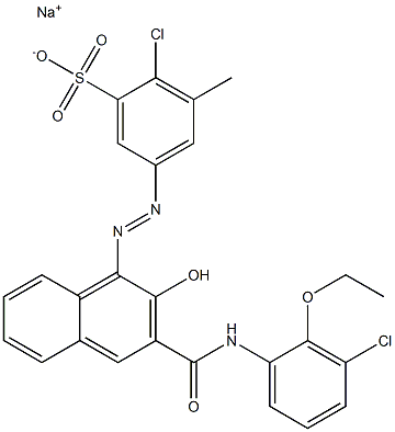 2-Chloro-3-methyl-5-[[3-[[(3-chloro-2-ethoxyphenyl)amino]carbonyl]-2-hydroxy-1-naphtyl]azo]benzenesulfonic acid sodium salt Struktur