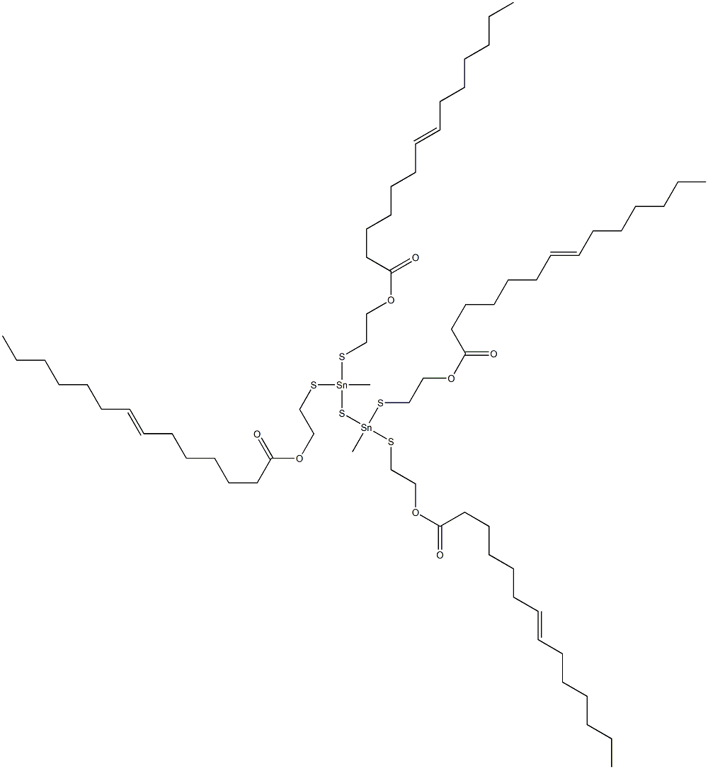 Bis[methylbis[[2-(6-tridecenylcarbonyloxy)ethyl]thio]stannyl] sulfide Struktur