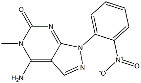 4-Amino-1-(2-nitrophenyl)-5-methyl-1H-pyrazolo[3,4-d]pyrimidin-6(5H)-one Struktur