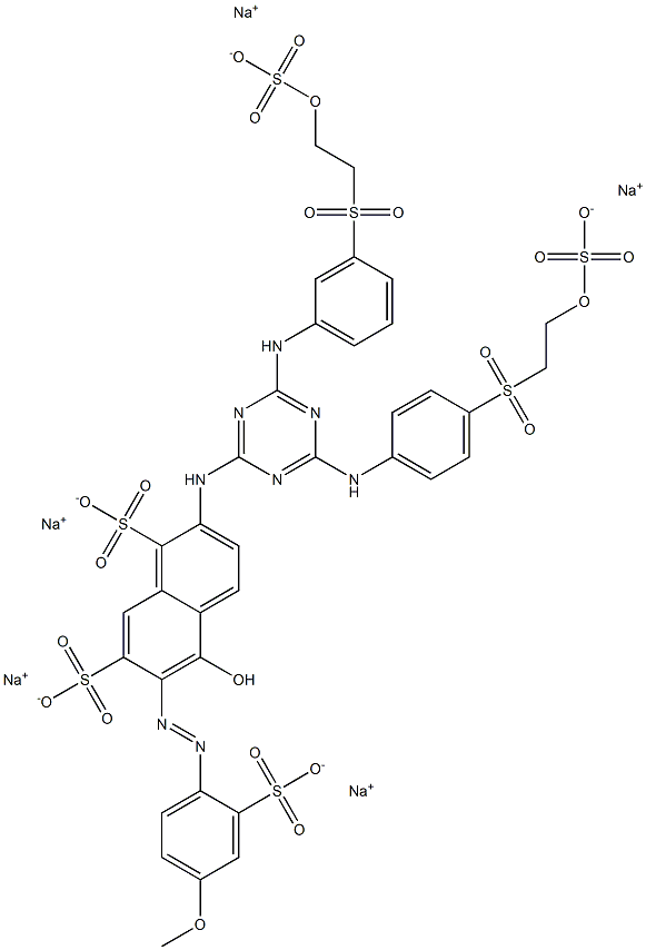 5-Hydroxy-6-(4-methoxy-2-sulfophenylazo)-2-[4-[3-[2-(sulfooxy)ethylsulfonyl]anilino]-6-[4-[2-(sulfooxy)ethylsulfonyl]anilino]-1,3,5-triazin-2-ylamino]-1,7-naphthalenedisulfonic acid pentasodium salt Struktur