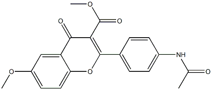 6-Methoxy-2-[4-acetylaminophenyl]-4-oxo-4H-1-benzopyran-3-carboxylic acid methyl ester Struktur