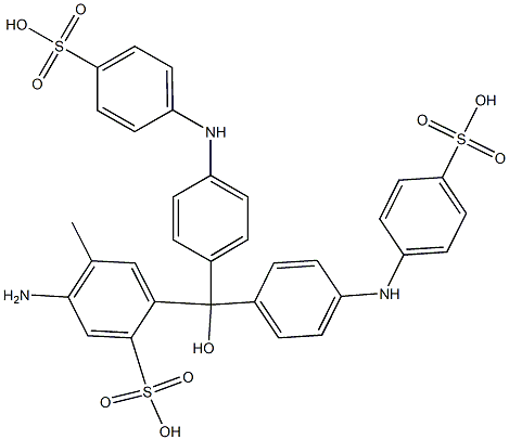 2-[Bis[4-(4-sulfophenylamino)phenyl]hydroxymethyl]-5-amino-4-methylbenzenesulfonic acid Struktur