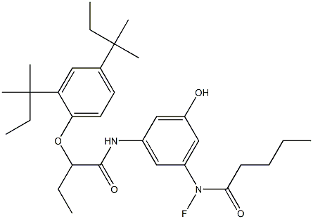 3-(N-Fluoro-N-pentanoylamino)-5-[2-(2,4-di-tert-amylphenoxy)butyrylamino]phenol Struktur