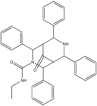 N-Ethyl-9-oxo-2,4,6,8-tetraphenyl-3,7-diazabicyclo[3.3.1]nonane-3-carboxamide Struktur