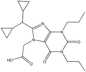 8-Dicyclopropylmethyl-1,3-dipropyl-1,2,3,6-tetrahydro-2,6-dioxo-7H-purine-7-acetic acid Struktur