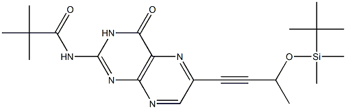 N-[[3,4-Dihydro-4-oxo-6-[3-(tert-butyldimethylsiloxy)-1-butynyl]pteridin]-2-yl]-2,2-dimethylpropanamide Struktur