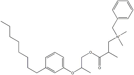 N,N-Dimethyl-N-benzyl-N-[2-[[2-(3-octylphenyloxy)propyl]oxycarbonyl]propyl]aminium Struktur