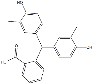 2-[Bis(3-methyl-4-hydroxyphenyl)methyl]benzoic acid Struktur