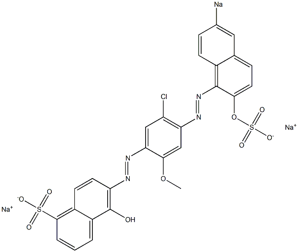 5-Hydroxy-6-[5-chloro-2-methoxy-4-[(2-hydroxy-6-sodiosulfo-1-naphthalenyl)azo]phenylazo]naphthalene-1-sulfonic acid sodium salt Struktur