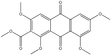 1-Methoxy-2-methoxycarbonyl-3-methoxy-6-methoxy-8-methoxy-9,10-anthraquinone Struktur