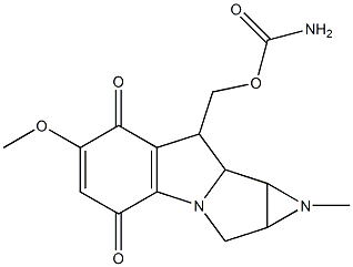 6-Methoxy-8-(aminocarbonyloxymethyl)-1-methyl-1,1a,2,8,8a,8b-hexahydroazirino[2',3':3,4]pyrrolo[1,2-a]indole-4,7-dione Struktur