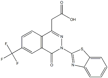 3-(2-Benzothiazolyl)-6-trifluoromethyl-3,4-dihydro-4-oxophthalazine-1-acetic acid Struktur