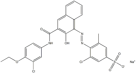 3-Chloro-5-methyl-4-[[3-[[(3-chloro-4-ethoxyphenyl)amino]carbonyl]-2-hydroxy-1-naphtyl]azo]benzenesulfonic acid sodium salt Struktur