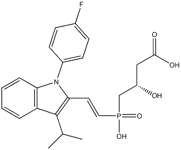 (3S)-3-Hydroxy-4-[hydroxy[(E)-2-[1-(4-fluorophenyl)-3-isopropyl-1H-indol-2-yl]ethenyl]phosphinyl]butyric acid Struktur