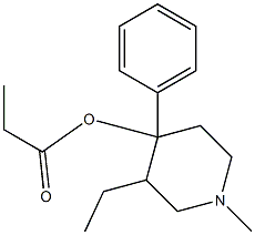 Propionic acid 3-ethyl-1-methyl-4-phenylpiperidin-4-yl ester Struktur