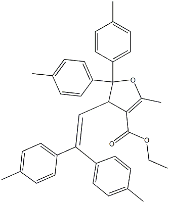 4,5-Dihydro-2-methyl-5,5-bis(4-methylphenyl)-4-[2,2-bis(4-methylphenyl)ethenyl]furan-3-carboxylic acid ethyl ester Struktur