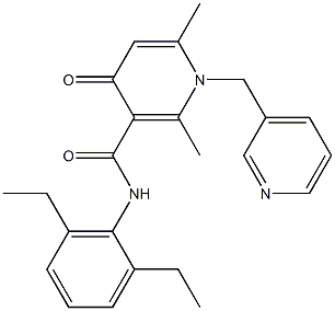 1-(3-Pyridinylmethyl)-1,4-dihydro-2,6-dimethyl-N-(2,6-diethylphenyl)-4-oxopyridine-3-carboxamide Struktur