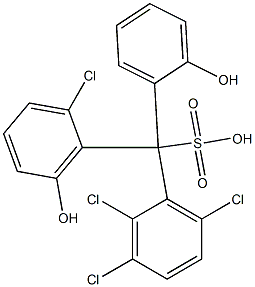 (2-Chloro-6-hydroxyphenyl)(2,3,6-trichlorophenyl)(2-hydroxyphenyl)methanesulfonic acid Struktur