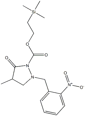 4-Methyl-2-(2-nitrobenzyl)-5-oxopyrazolidine-1-carboxylic acid 2-(trimethylsilyl)ethyl ester Struktur